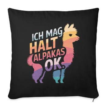 Alpaca llama alpacas animal - Sofa pillowcase 17,3'' x 17,3'' (45 x 45 cm) - black - Front