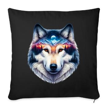 Wolf - Sofa pillowcase 17,3'' x 17,3'' (45 x 45 cm) - black - Front