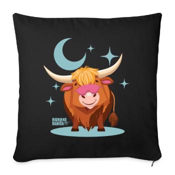 Highland Snooze Cow - Sofa pillowcase 17,3'' x 17,3'' (45 x 45 cm) - black - Front