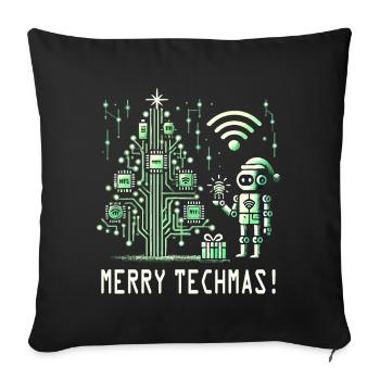 Fröhliche Techmas - Roboter und Schaltkreis-Weihna - Sofakissenbezug 45 x 45 cm - Schwarz - Vorne