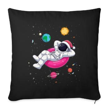 Un astronaute de Noël détendu dans l’espace - Housse de coussin décorative 45 x 45 cm - noir - Devant