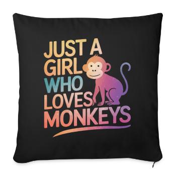 Singe Singe Animal Gorille Chimpanzé - Housse de coussin décorative 45 x 45 cm - noir - Devant