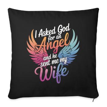 Femme Épouse Partenaire Famille Marié - Housse de coussin décorative 45 x 45 cm - noir - Devant