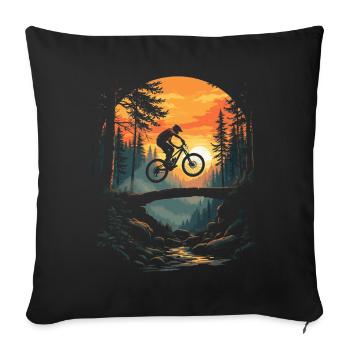 Trail mountain bikers in the forest - Sofa pillowcase 17,3'' x 17,3'' (45 x 45 cm) - black - Front