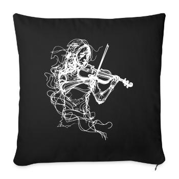 Violoniste Line Art - Housse de coussin décorative 45 x 45 cm - noir - Devant