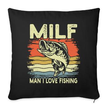 Mann Ich liebe Angeln Vintage Retro Fisch - Sofakissenbezug 45 x 45 cm - Schwarz - Vorne