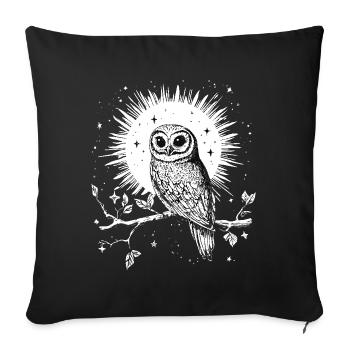 Owl Eagle Owl Bird Night Bird Animal Night Moon Nature - Sofa pillowcase 17,3'' x 17,3'' (45 x 45 cm) - black - Front