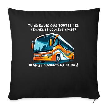 Bus flashy, rêve de chauffeur audacieux - Housse de coussin décorative 45 x 45 cm - noir - Devant
