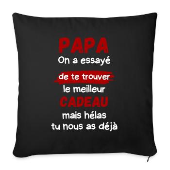 Papa: meilleur cadeau déjà trouvé - Housse de coussin décorative 45 x 45 cm - noir - Devant