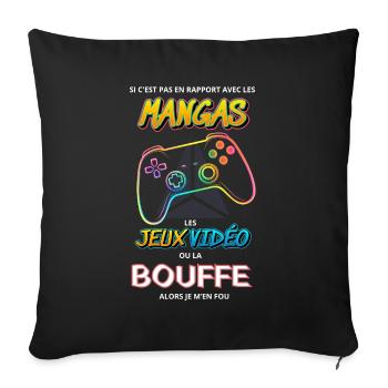 Mangas Jeux Vidéo Néon Bouffe - Housse de coussin décorative 45 x 45 cm - noir - Devant
