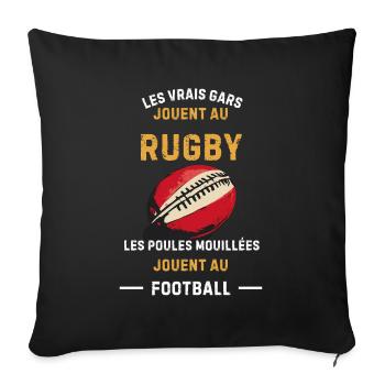 Vrais Gars Rugby Foot - Housse de coussin décorative 45 x 45 cm - noir - Devant