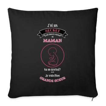 Secret Maman Grande Sœur - Housse de coussin décorative 45 x 45 cm - noir - Devant