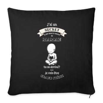 Secret dans le ventre de maman - Housse de coussin décorative 45 x 45 cm - noir - Devant