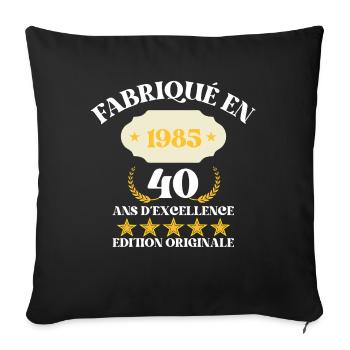 Made in 1985 – 40 Years of Excellence - Sofa pillowcase 17,3'' x 17,3'' (45 x 45 cm) - black - Front
