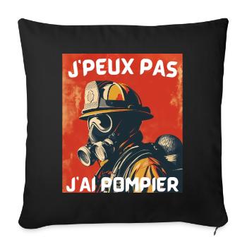 Pompier masqué – J'peux pas - Housse de coussin décorative 45 x 45 cm - noir - Devant