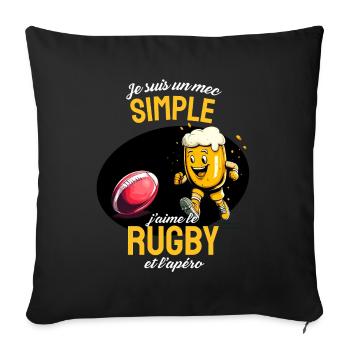 Rugby et Apéro Cartoon Bière - Housse de coussin décorative 45 x 45 cm - noir - Devant