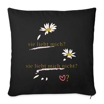 Elle m’aime, elle ne m’aime pas ? - Housse de coussin décorative 45 x 45 cm - noir - Devant