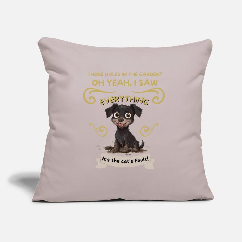 Chiot éclaboussé de boue : Défaut du chat Housse de coussin décorative 45 x 45 cm