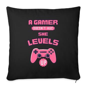 Gamer Levels Up Pink Controller - Sofa pillowcase 17,3'' x 17,3'' (45 x 45 cm) - black - Front