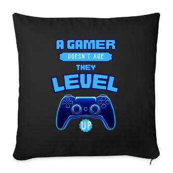 Gamer Level Up Neon-Controller - Sofakissenbezug 45 x 45 cm - Schwarz - Vorne