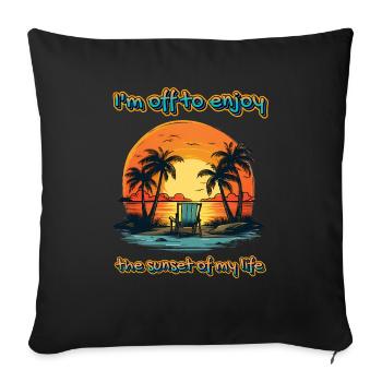 Évasion de la plage du coucher de soleil de ma vie - Housse de coussin décorative 45 x 45 cm - noir - Devant