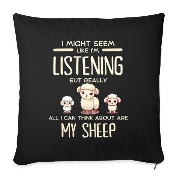 Écouter mais penser aux moutons - Housse de coussin décorative 45 x 45 cm - noir - Devant
