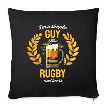 Simple Rugby Beers Guy - Sofa pillowcase 17,3'' x 17,3'' (45 x 45 cm) - black - Front
