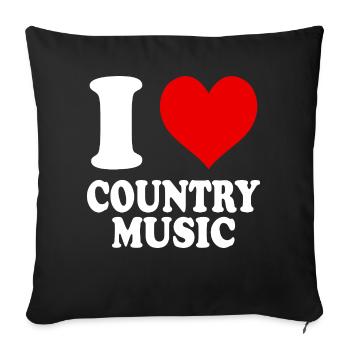 J’aime la musique country Musique de cœur drôle - Housse de coussin décorative 45 x 45 cm - noir - Devant