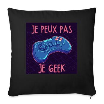 Je peux pas je geek — Manette neon - Housse de coussin décorative 45 x 45 cm - noir - Devant