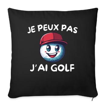 Mascotte balle de golf Cap Rouge - Housse de coussin décorative 45 x 45 cm - noir - Devant