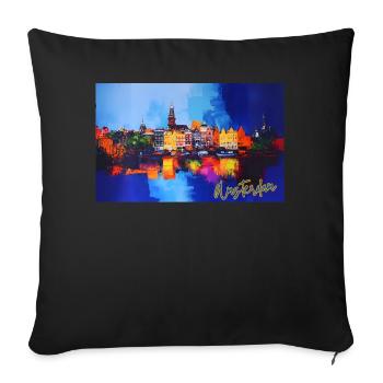 Amsterdam urbane, farbenfrohe Reflexionen - Sofakissenbezug 45 x 45 cm - Schwarz - Vorne