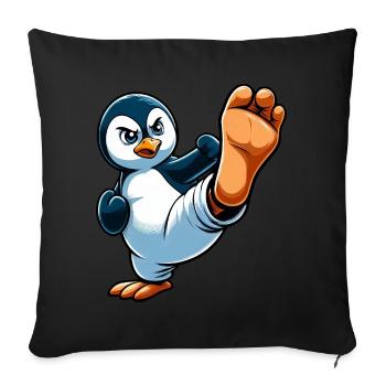 Penguin Karate Martial Arts Athletic - Sofa pillowcase 17,3'' x 17,3'' (45 x 45 cm) - black - Front