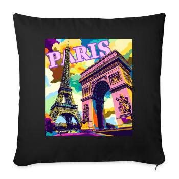 Paris Pop Art Skyline - Housse de coussin décorative 45 x 45 cm - noir - Devant
