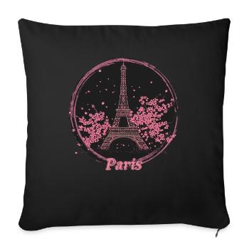 Paris Pink Blossom Emblem - Sofa pillowcase 17,3'' x 17,3'' (45 x 45 cm) - black - Front