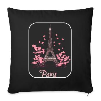 Eiffel der rosa Blüte in Paris - Sofakissenbezug 45 x 45 cm - Schwarz - Vorne