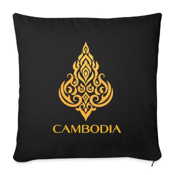 Motif de flamme orné au Cambodge - Housse de coussin décorative 45 x 45 cm - noir - Devant