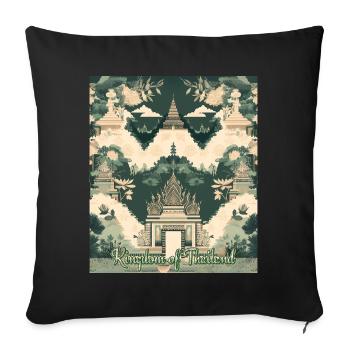 Panorama du temple du Royaume de Thaïlande - Housse de coussin décorative 45 x 45 cm - noir - Devant