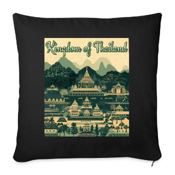 Kingdom of Thailand Temple Panorama - Sofa pillowcase 17,3'' x 17,3'' (45 x 45 cm) - black - Front