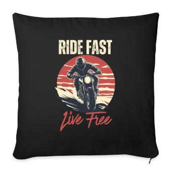 Ride Fast Live Free Moto Graphic - Housse de coussin décorative 45 x 45 cm - noir - Devant