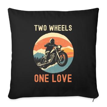 Two Wheels One Love - Sofa pillowcase 17,3'' x 17,3'' (45 x 45 cm) - black - Front