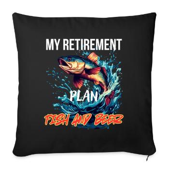 Mon plan de retraite : poisson et bière - Housse de coussin décorative 45 x 45 cm - noir - Devant