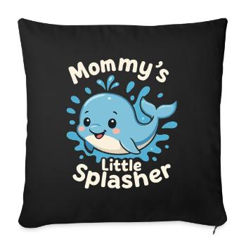 Mommy's Little Splasher Cute Baby Whale - Sofa pillowcase 17,3'' x 17,3'' (45 x 45 cm) - black - Front