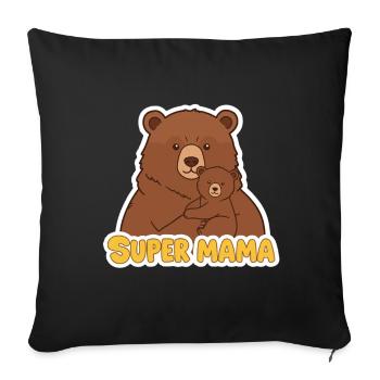 Super Mama Bear - Sofa pillowcase 17,3'' x 17,3'' (45 x 45 cm) - black - Front