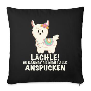 Lama lustiger Spruch Lächeln - Sofakissenbezug 45 x 45 cm - Schwarz - Vorne