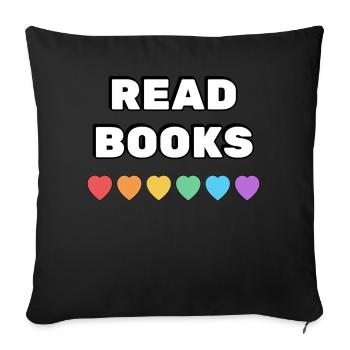 Lire des livres Rainbow Hearts - Housse de coussin décorative 45 x 45 cm - noir - Devant