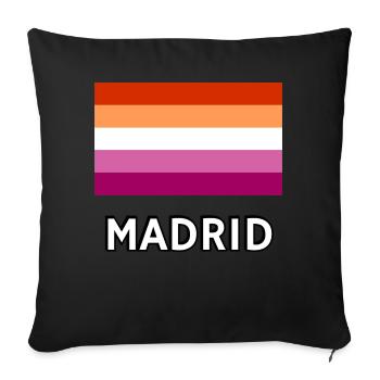 Drapeau de la fierté lesbienne Madrid - Housse de coussin décorative 45 x 45 cm - noir - Devant