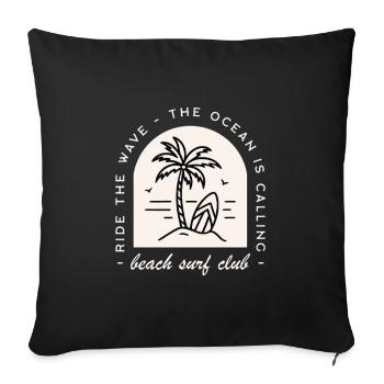 Beach surf club funny surfer retro - Sofa pillowcase 17,3'' x 17,3'' (45 x 45 cm) - black - Front