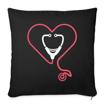 Nursing Stethoscope - Sofa pillowcase 17,3'' x 17,3'' (45 x 45 cm) - black - Front