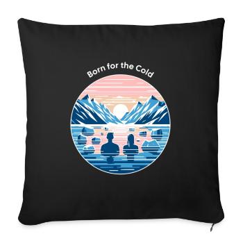 L’homme et la femme vont se baigner dans la glace des montagnes - Housse de coussin décorative 45 x 45 cm - noir - Devant