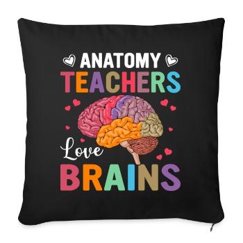Le professeur d’anatomie aime les cerveaux – design coloré - Housse de coussin décorative 45 x 45 cm - noir - Devant